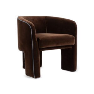 Florian Lounge Chair - Chocolate Velvet & Navy Piping