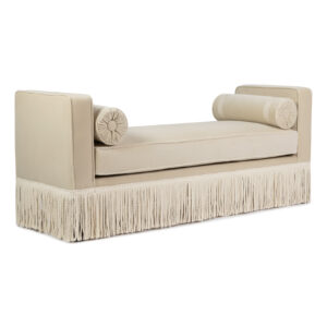 Julian Seat Bench - Velvet Pale Beige & Ivory Fringe