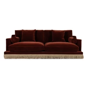 Orlando Sofa - Rust Velvet & Beige Houlès Fringe