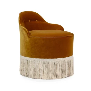 Lou Vanity Stool - Amber Velvet & Fringe