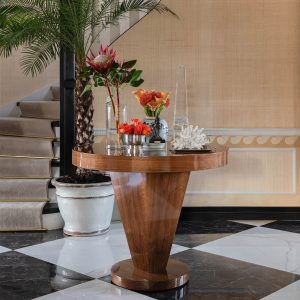 Adrian Center Table - Glossy Walnut