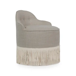 Lou Vanity Stool - Easy Lustre Fossil & Ivory Fringe
