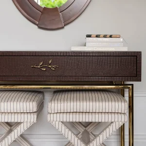 Dylan Leather Desk - Chestnut Croco